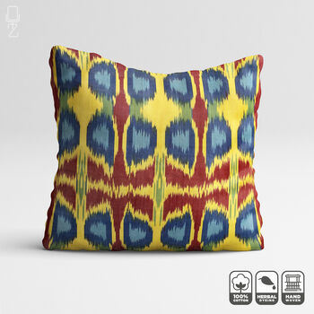 Traditional Multicoloured Cotton Ikat Cushion Cover, 6 of 6