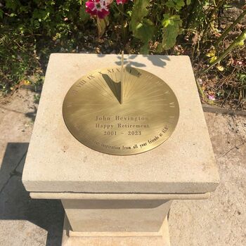 Retirement Personalised Sundial Engraved Brass, 3 of 5