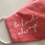 'Be Kind' Hand Printed Silk Lined Linen Face Mask, thumbnail 4 of 12