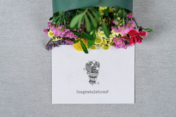 'Congratulations' Fresh Flower And Card Letterbox Gift, 3 of 11