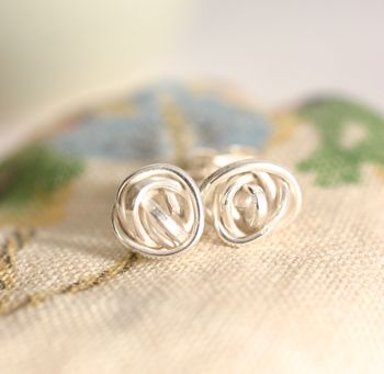 Handmade Silver Lovers Knot Stud Earrings, 2 of 7