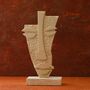 Handmade Travertine African Mask Sculpture, thumbnail 1 of 2