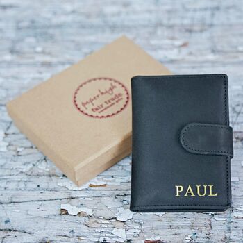 Personalised Black Buffalo Leather Credit Card Case, 6 of 8