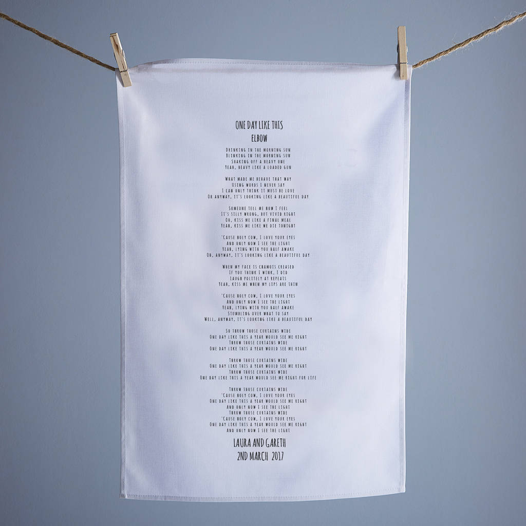 Song Lyrics Printed on Cotton or Linen Personalized 