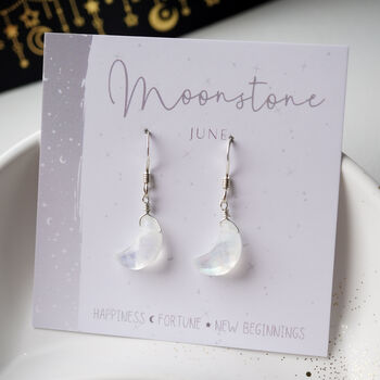 Moonstone Star And Moon Crystal Earrings, 2 of 11