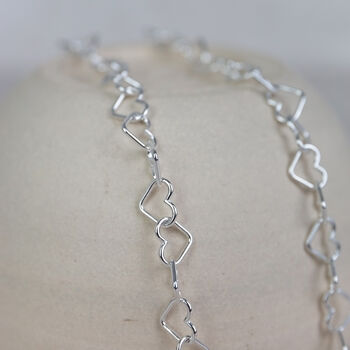 Sterling Silver Geo Heart Chain Necklace, 2 of 4