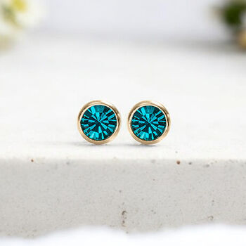 Yellow Gold Plated December Topaz Birthstone Stud Earrings, 3 of 9