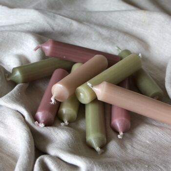 10 Short Dinner Candles | Ivory And Green Assortment, 6 of 7