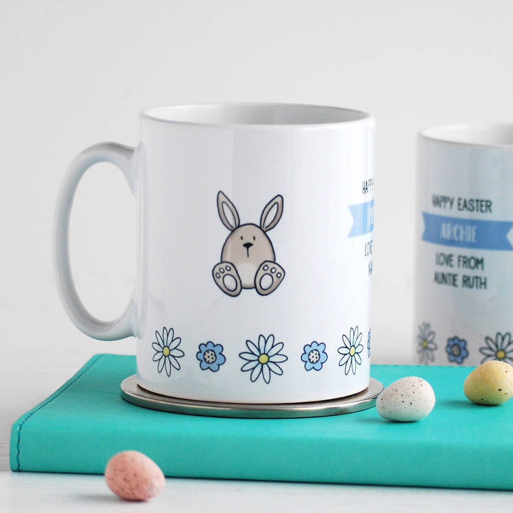 Floral Easter Bunny Personalised Mug, 1 of 4