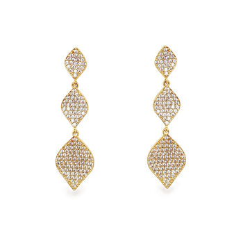 Rochelle Rhodium Gold Or Rose Gold Plated Drop Earrings, 3 of 10