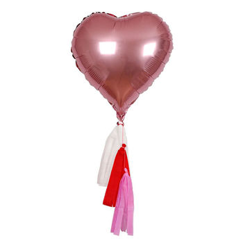 Pink Heart Shaped Valentine's Balloons With Tassels, 4 of 5
