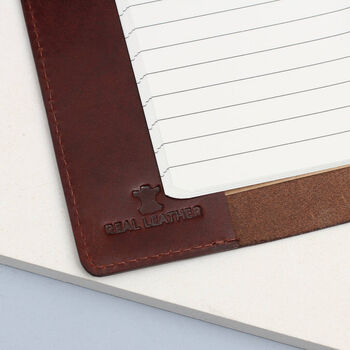 Personalised Brown Leather Journal And Pen Set Holder, 2 of 4