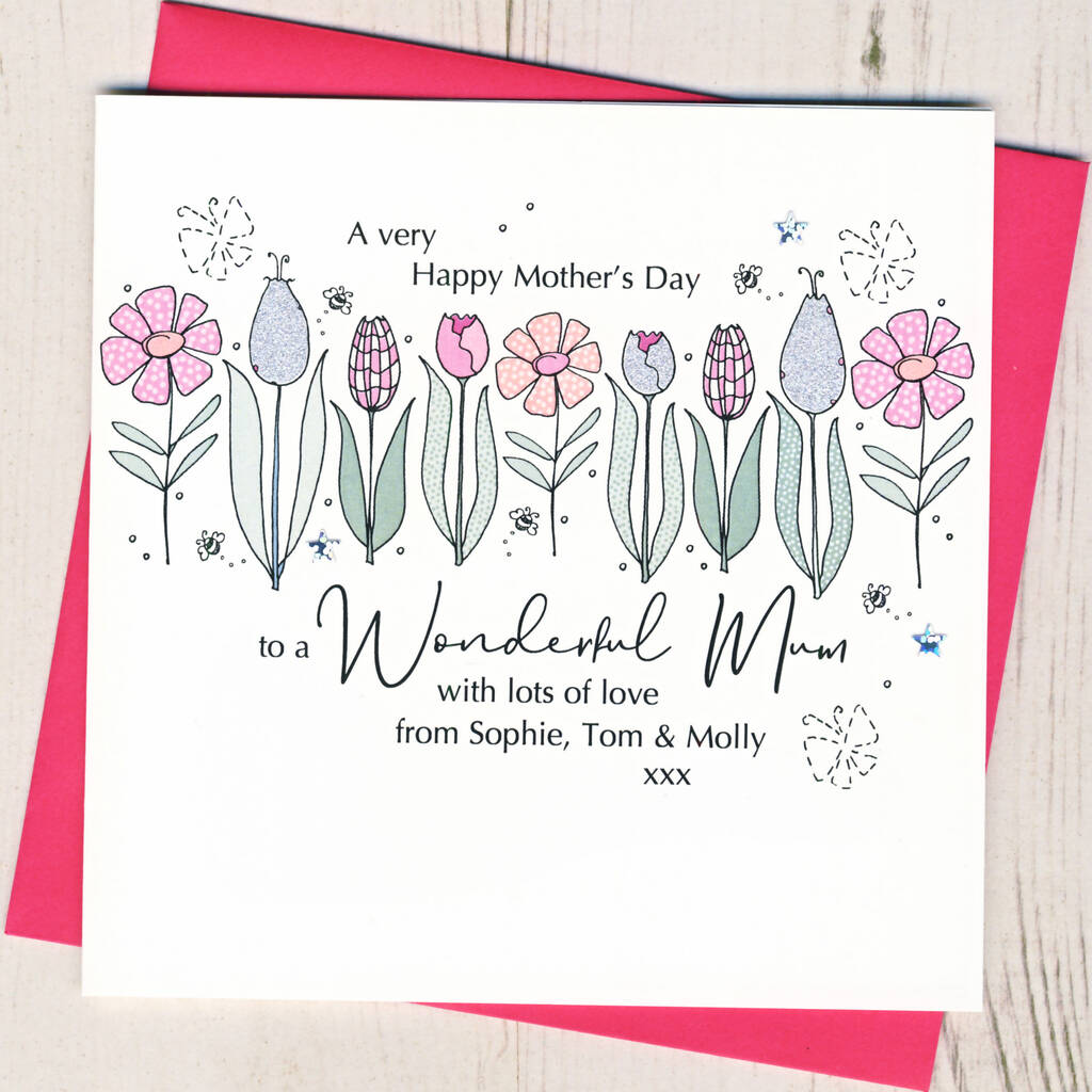 Personalised Wonderful Mum Floral Mothers Day Card By Eggbert And Daisy