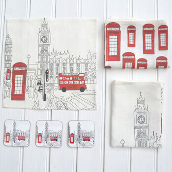 Red Telephone Box Linen T Towel, 5 of 5