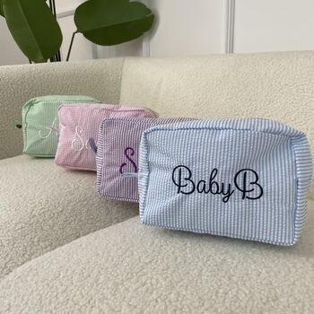 Personalised Stripe Embroidered Makeup Cosmetic Bag, 3 of 9