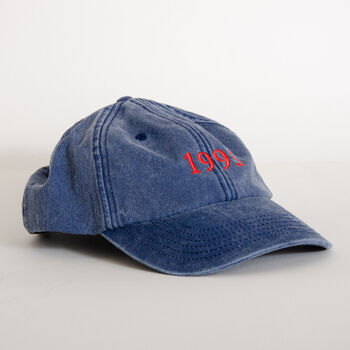 Personalised Vintage Cap With Year Embroidery Text, 3 of 6