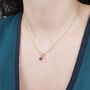 Mini Amethyst Gem And Initial Gold Plated Necklace, thumbnail 2 of 4