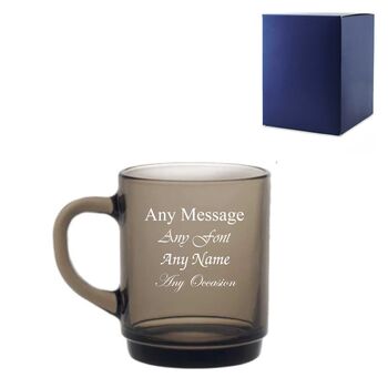 Any Message Retro Smoked Glass Birthday Mug With Gift Box, 2 of 4