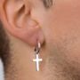 Gold Plated Cross Dangle Earring For Men, thumbnail 4 of 9