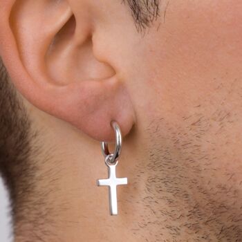 Gold Plated Cross Dangle Earring For Men, 4 of 9