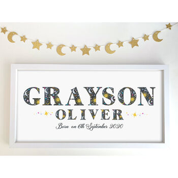 Sun Moon And Stars Personalised Name Print, 3 of 7