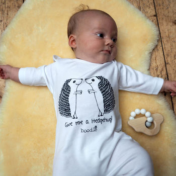 Organic 'Give Me A Hedgehug' Long Sleeved Baby Romper, 4 of 5