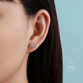 Cz Saturn Planet Stud Earrings In Sterling Silver, 6 of 11