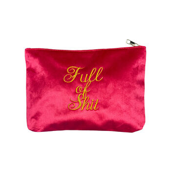 Full Of Shit Pink Embroidered Pouch, 6 of 6