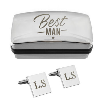 Personalised Best Man Wedding Cufflinks And Box Set, 3 of 3