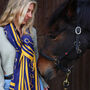 Equestrian Snaffle Bit Print Scarf | Navy Blue And Yellow, thumbnail 1 of 6