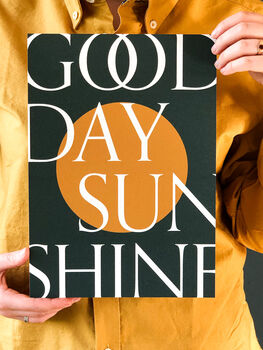 Good Day Sunshine Textured Sun Typography Print, 3 of 7