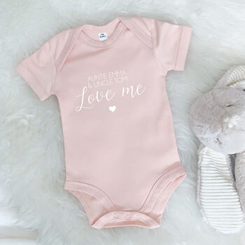 Auntie And Uncle Love Me Personalised Babygrow, 6 of 8