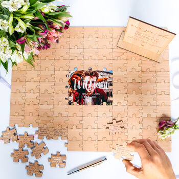 Personalised Photo Wedding Guestbook Puzzle Alternative, 6 of 10