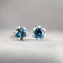Tiny Blue Diamond Stud Earrings, thumbnail 2 of 9