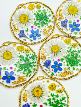 Medium Earrings With Daisies, Lavender And Green Flowers, 2 of 12