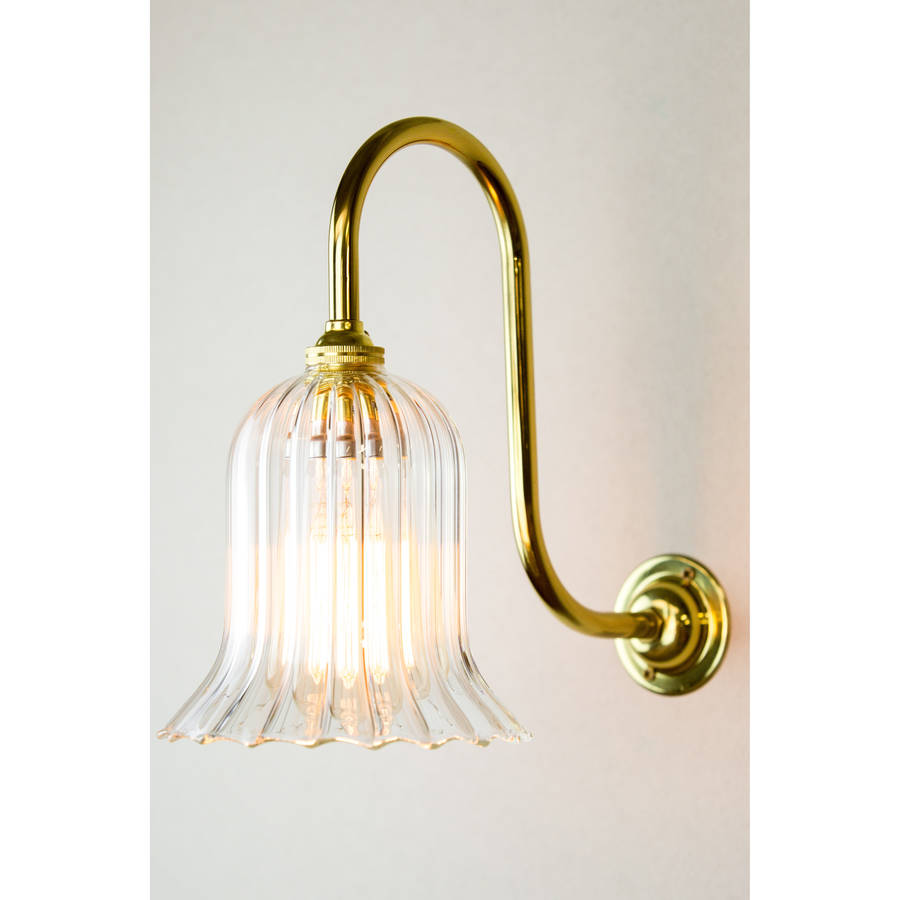 humphrey handmade ribbed trumpet glass wall light by glow lighting