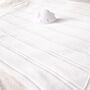 White Moss Stripe Christening Blanket With Gothic Cross, thumbnail 2 of 10