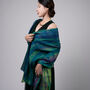 100% Mulberry Silk Scarf, Emerald Green, Aurora Borealis In Gift Box, thumbnail 1 of 10