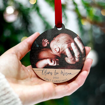 Baby's 1st Christmas Personalised Wooden Bauble, 8 of 8