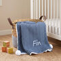 Personalised Dusty Blue Knit Baby Blanket, thumbnail 10 of 12