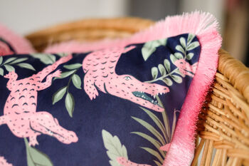 Pink Alligator Print Cushion, 3 of 3