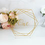Gold Wedding Table Number On Clear Acrylic Hexagons, thumbnail 7 of 7
