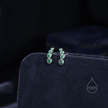 Emerald Green Cz Bubble Stud Earrings In Sterling Silver, 2 of 12