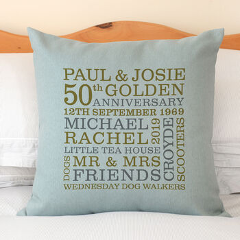 Personalised Golden Anniversary Typographic Cushion, 5 of 6