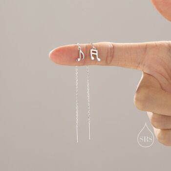 Mismatched Pair Of Music Symbol Threader Earrings, 2 of 11