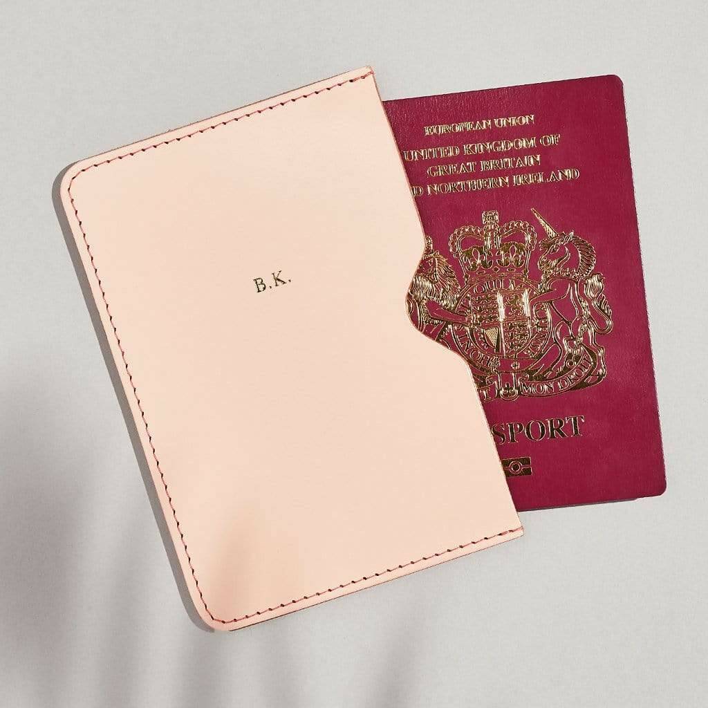 Personalised Blush Pink Leather Passport Holder By SBRI