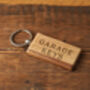 Bramble Farm 'Garage Keys' Rectangular Oak Keyring, thumbnail 1 of 4