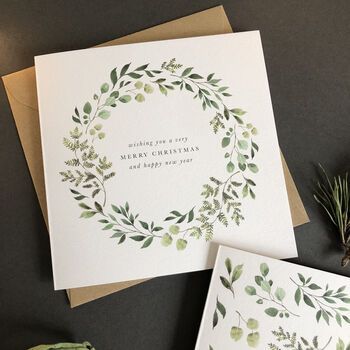 Botanical Wreath Christmas Card, 3 of 3