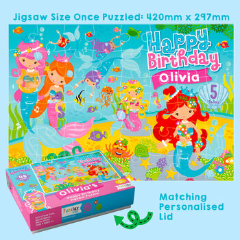 Personalised Mermaids Birthday Jigsaw Puzzle, 4 of 10
