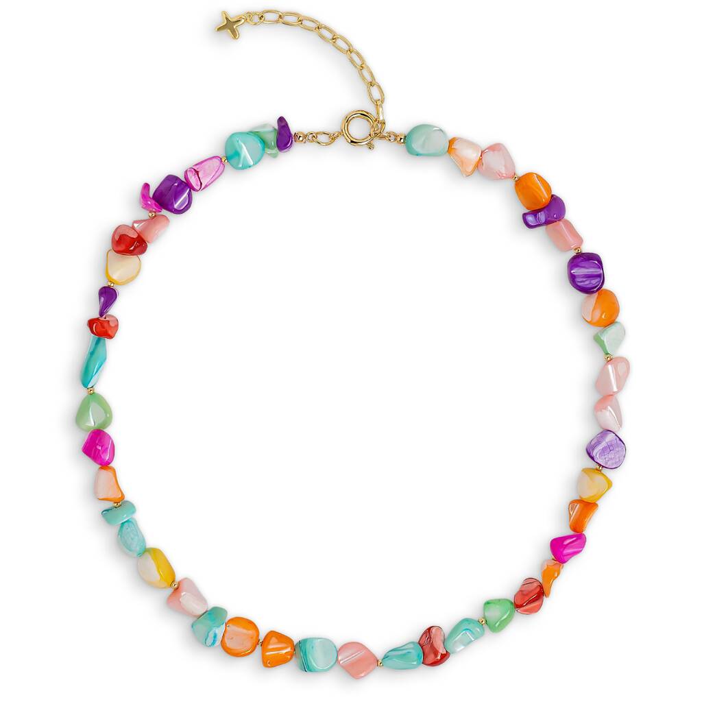 Pastel Rainbow Natural Stone Beaded Necklace, 1 of 1